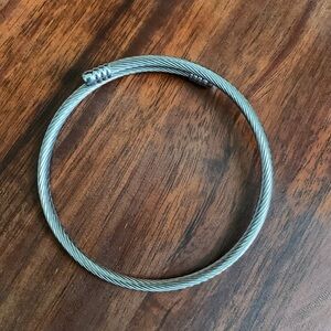 Silver tone twisted cable wrap bracelet